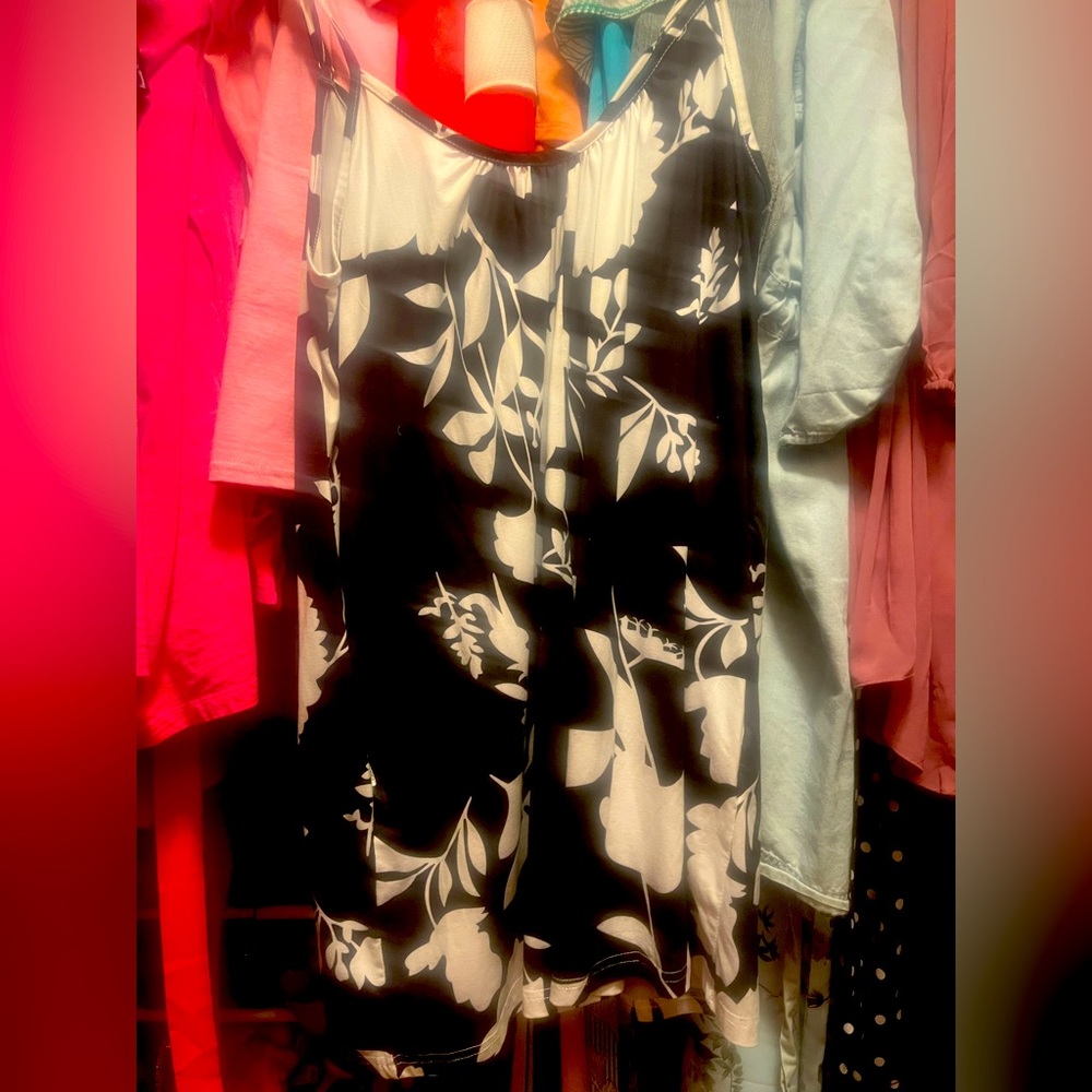 NWOT Black and white floral romper